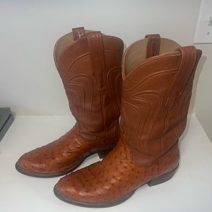 Tecovas, Mens, The Wyatt Ostrich Skin Cowboy Boot, Size 9.5 EE-Wide.